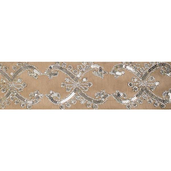 4" x 5Yd Gold Sequin Dupion Wired Ribbon