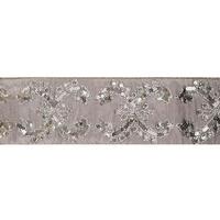 Vickerman 4" x 5Yd Gold Sequin Taupe Dupion Wired Ribbon