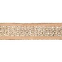 Vickerman 2.5" x 5Yd Gold Sequin Trim Grey Dupion Wired Ribbon