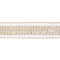 Vickerman 2.5" x 5Yd Gold Sequin Trim Ivory Dupion Wired Ribbon