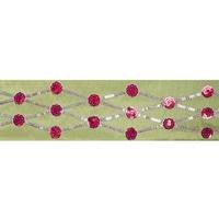 Vickerman 4" x 5Yd Red Sequin Circle Diamond Lime Wired Ribbon