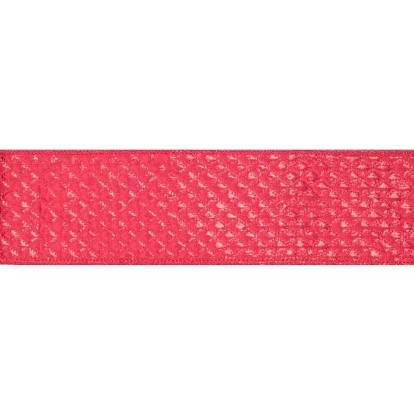 2.5" x 10Yd Red Quilted Lame Jacquard Wired Ribbon