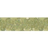 Vickerman 4" x 10Yd Apple Green Sequin Leaf Pattern Dupion Wired Ribbon