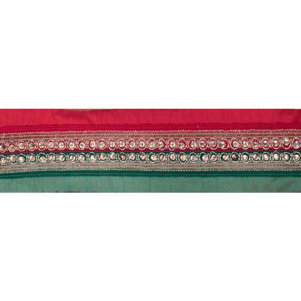4" x 5Yd Gold Crystal Red Green Dupion Wired Ribbon