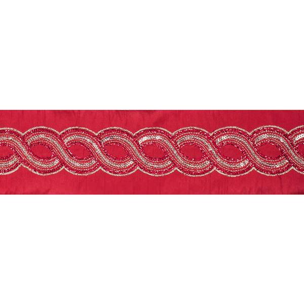 4" x 5Yd Gold Crystal Red Dupion Wired Ribbon