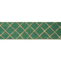 Vickerman 4" x 5Yd Gold Chenille Diamond Green Wired Ribbon