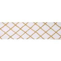 Vickerman 4" x 5Yd Gold Chenille Diamond Ivory Wired Ribbon