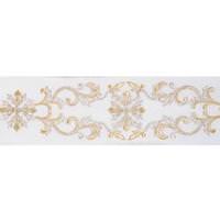 Vickerman 4" x 5Yd Ivory Snowflake Scroll Dupion Wired Ribbon