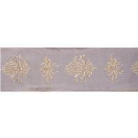 Vickerman 4" x 5Yd Platinum Gray Damask Dupion Wired Ribbon