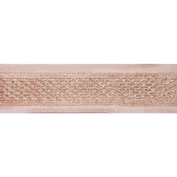 2.5" x 5Yd Beige Gold Lace Dupion Wired Ribbon