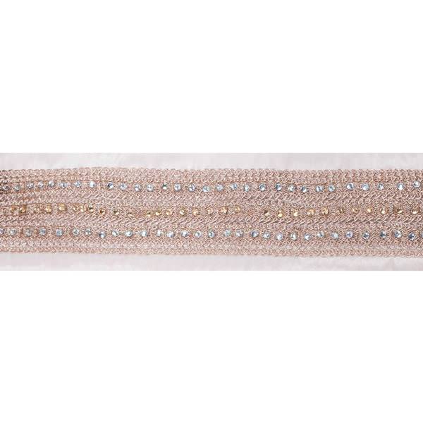 4" x 5Yd Rose Gold Crystal Ivory Dupion Wired Ribbon