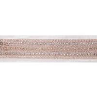 Vickerman 4" x 5Yd Rose Gold Crystal Ivory Dupion Wired Ribbon