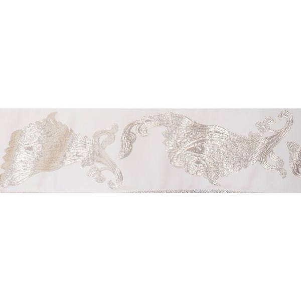 4" x 10Yd Gold-Silver Paisley Jacquard Wired Ribbon