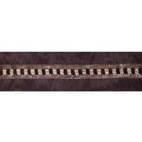 Vickerman 4" x 5Yd Gold Sequin Trim Chocolate Dupion Wired Ribbon
