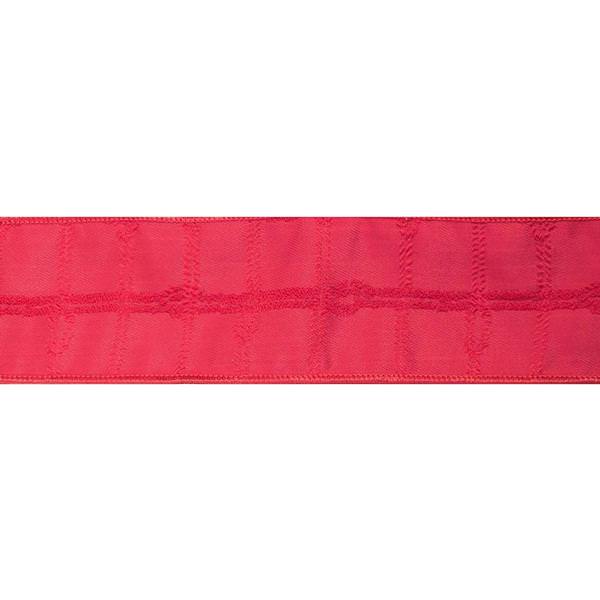 2.5" x 10Yd Red Rope Check Jacquard Wired Ribbon