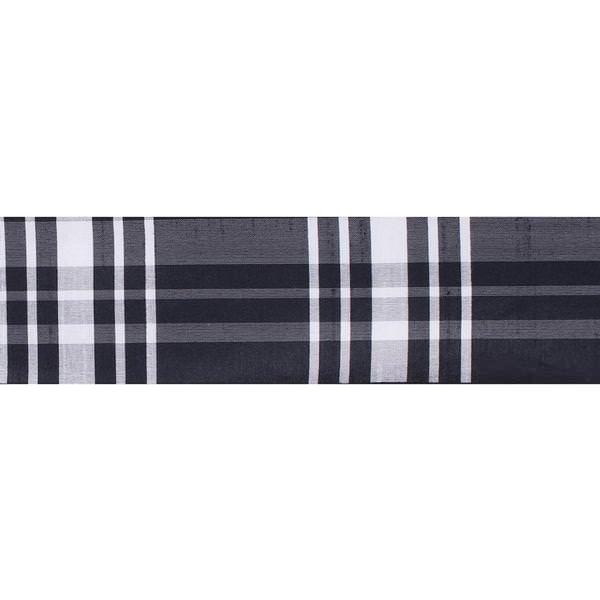 2.5" x 10yd Black White Scandia Plaid Wired Ribbon
