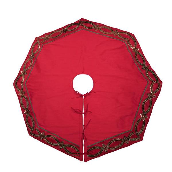 54" Red Sequin Swirl Tree Skirt