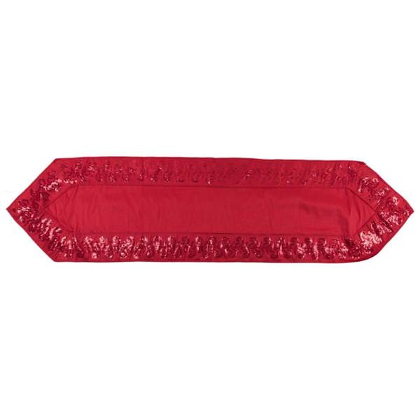 16" x 72" Red Sequin Leaf Table Runner