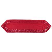 Vickerman 16" x 72" Red Sequin Leaf Table Runner