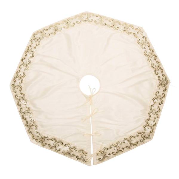 54" Ivory Sequin Snowflake Tree Skirt