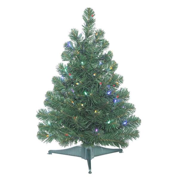 2.2' x 19" Artificial Oregon Fir Tree with 50 Multi Colored LED Lights