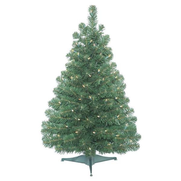 3' x 24" Artificial Oregon Fir Tree with 100 Clear Lights