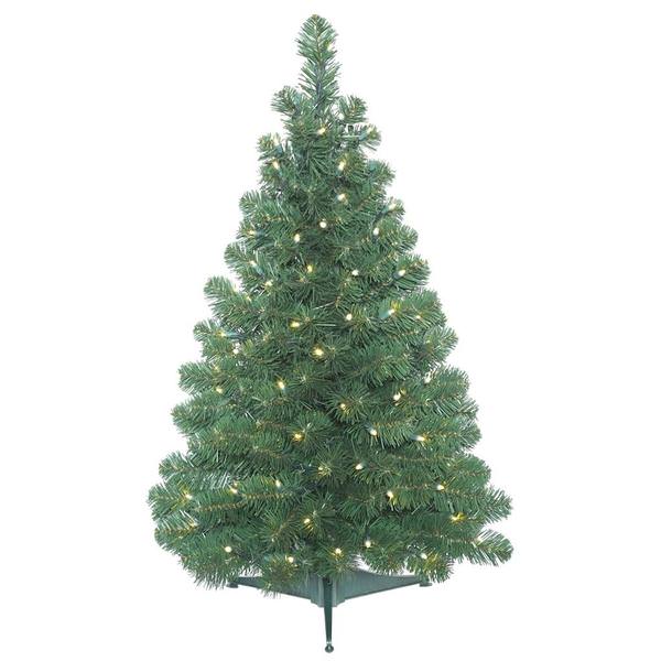 3' x 24" Artificial Oregon Fir Tree with 100 Warm White LED Lights