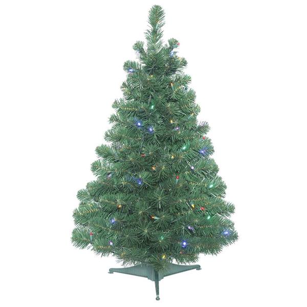 3' x 24" Artificial Oregon Fir Tree with 100 Multi Color LED Lights