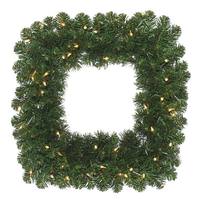 Vickerman 24" Artificial Oregon Fir Square Wreath 50 Clear Lights