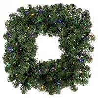 Vickerman 24" Artificial Oregon Fir Square Wreath 50 Multi-Colored LED Lights