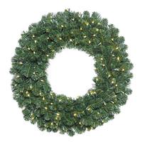 Vickerman 36" Artificial Oregon Fir Double Door Wreath in Halves 100 Warm White LED Wide Angle Lights