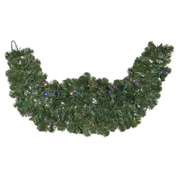 4' Artificial Oregon Fir Swag Garland 50 Multi-Colored LED Lights