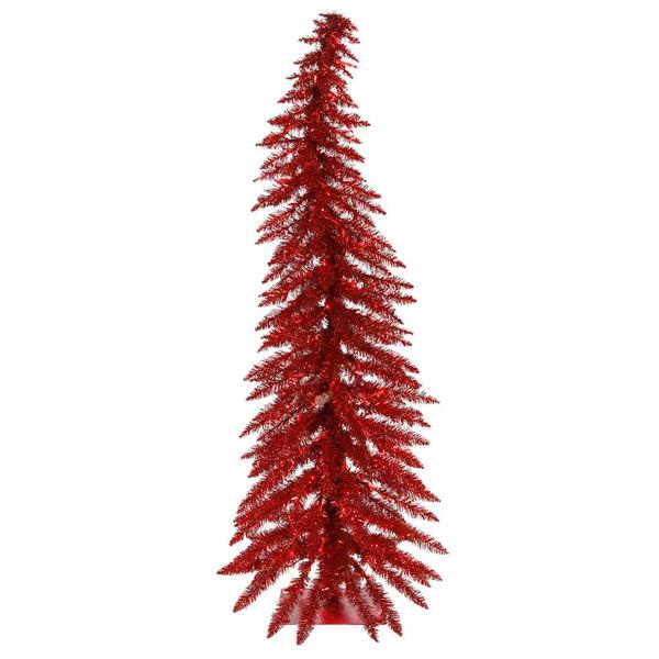 5' x 24" Red Whimsical Tree with 100 Red Lights