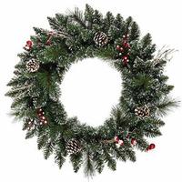 Vickerman 24" Artificial Snow Tipped Pine/Berry Wreath