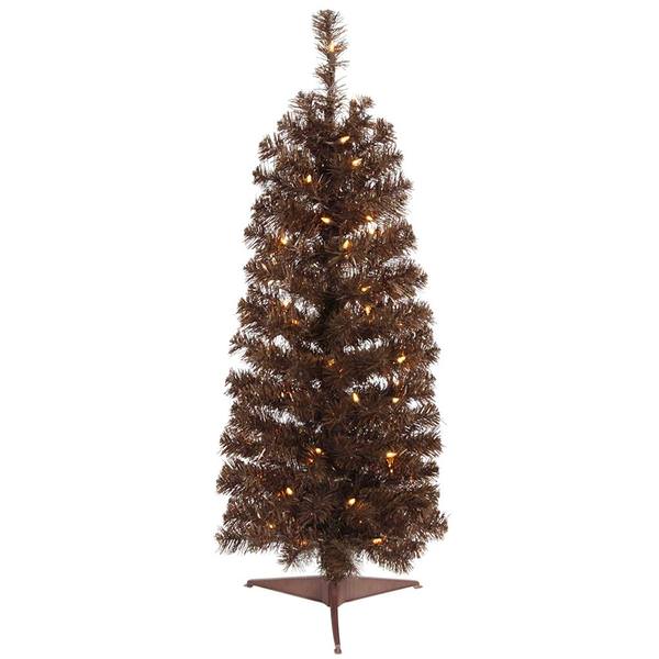 2' x 11" Mocha Pencil Tree 35 Clear Miniature Lights