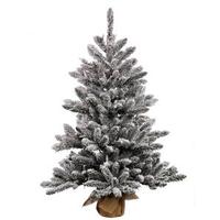 Vickerman 2' Artificial Flocked Anoka Pine Tree w/Burlap Base 35 Clear Lights