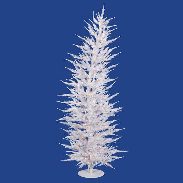 6' x 26" White Laser Tree with 150 Clear Lights