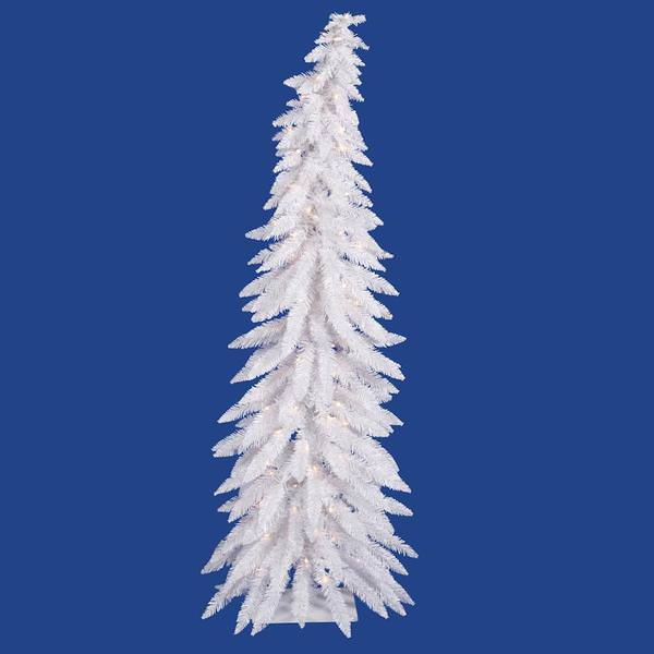 2.5' x 17" White Whimsical Artificial Christmas Tree with 35 LED Lights
