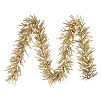 Vickerman 9' x 10" Artificial Champagne Garland 50 Warm White LED Miniature Lights