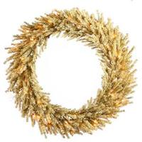 Vickerman 24" Artificial Champagne Wreath 35 Clear Lights