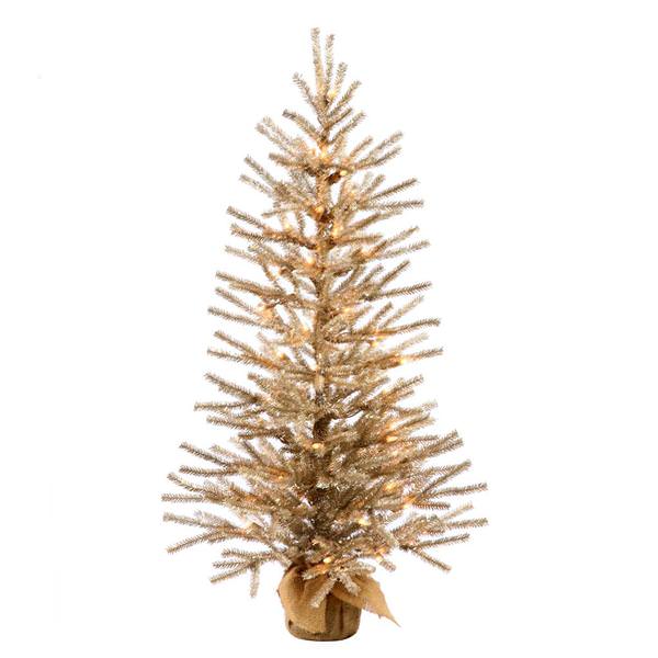 2' Mocha Tree w/Burlap Base 35 Clear Lights