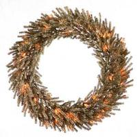 Vickerman 24" Artificial Mocha Wreath 35 Clear Lights