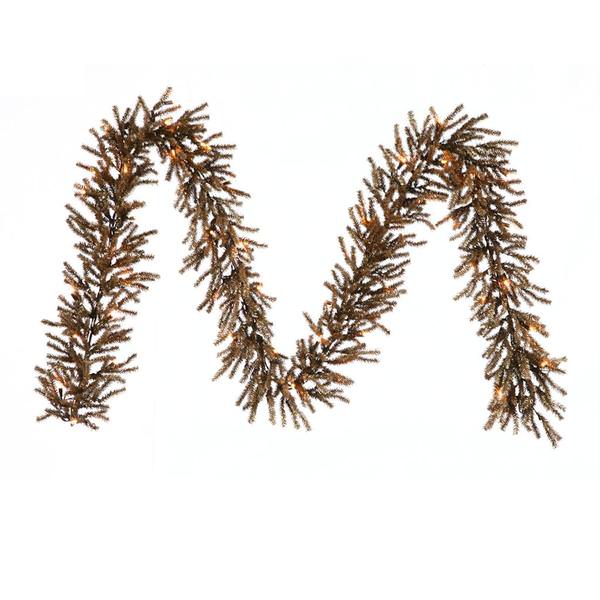 9' Artificial Chocolate Garland with 50 Clear Lights
