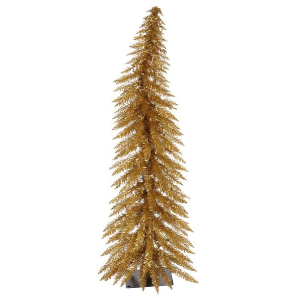 30" x 17" Antique Gold Laser Tree 35 Clear Miniature Lights