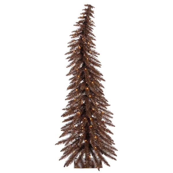 2.5' x 17" Mocha Whimsical Tree with 35 Clear Lights