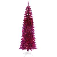 Vickerman 9' x 44" Fuchsia Pencil Tree 550 Purple LED Lights