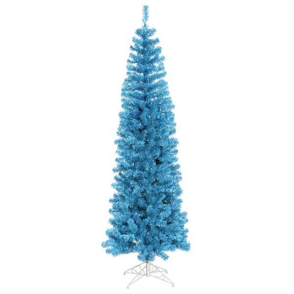 5.5' x 22" Sky Blue Pencil Tree with 250 Blue LED Lights