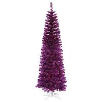 7.5' x 34" Purple Pencil Tree with 400 Purple LED Lights