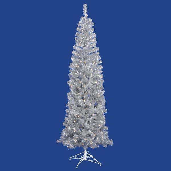 5.5' x 22" Silver Pencil Tree with 250 Clear Lights