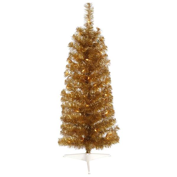 2' x 11" Antique Gold Pencil Tree with 35 Clear Dura-lit Mini Lights